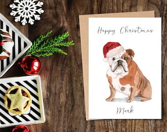 Personalised English Bulldog - Dog Christmas card -dog lovers card card, Funny xmas card, dog lover card, dog owner card Cute dog card