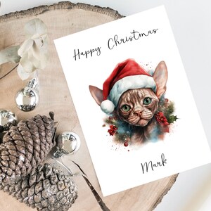 パーソナライズされたスフィンクス猫 - 猫のクリスマスカード - 猫好きのカード 猫の飼い主カード、面白いクリスマスカード、猫好きのカード、猫の飼い主カード、かわいい猫カード