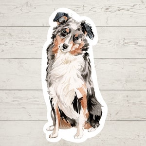 3 x Australian Shepherd Dog Vinyl stickers, dog mom sticker, dog lover gift, laptop sticker, bujo sticker, Bullet journal decal, watercolour