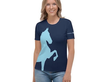 Vrouwenrek op zadelgefokt T-shirt, Amerikaanse zadelgefokte paardenliefhebber cadeau, cadeau voor zadelzadel paardentrainer actief