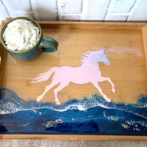 Serving Tray, Galloping Horse Ocean Tray, Gift for Horse Lover, Trainer, Owner