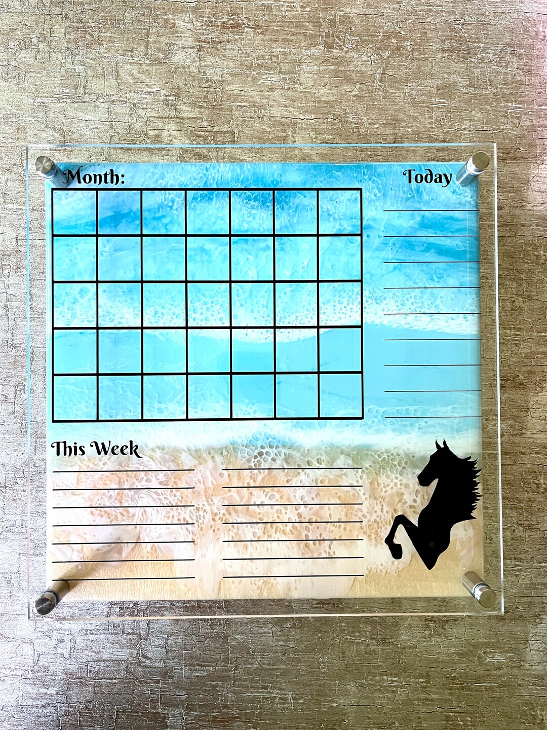 Wall Calendar,saddlebred, Ocean Art Day Planner, Dry Erase Board, Gift for Saddleseat Rider or