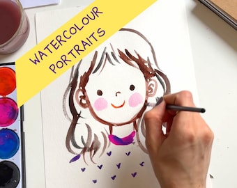 Watercolour kids portraits, original artwork