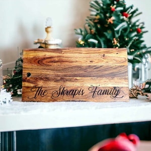 Personalized Engraved Cheeseboard Acacia wood charcuterie board Wedding Gift Engagement Gift Custom Engraved Cheese Board image 2