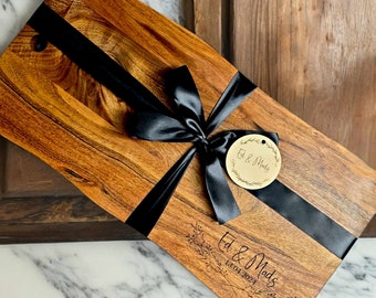 Personalized Engraved Cheeseboard | Acacia wood charcuterie board |  Wedding Gift | Engagement Gift| Custom Engraved Cheese Board