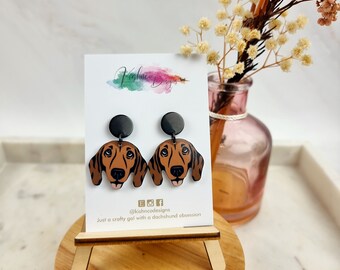 Dachshund earrings | Earrings Studs| Sublimated stainless steel | Gift for pet lover | Dachshund Mum | Christmas Gift