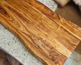 Personalized Engraved Cheeseboard | Acacia wood charcuterie board |  Wedding Gift | Engagement Gift| Custom Engraved Cheese Board