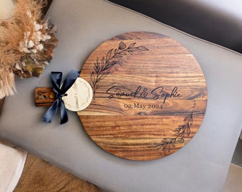 Personalized Engraved Cheeseboard | Acacia wood charcuterie board |  Wedding Gift | Engagement Gift| Custom Engraved Cheese Board