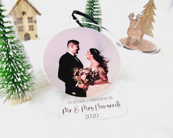 Our First Christmas as Mr & Mrs| Engagement | Married | Christmas Ornaments | Wooden keepsakes
