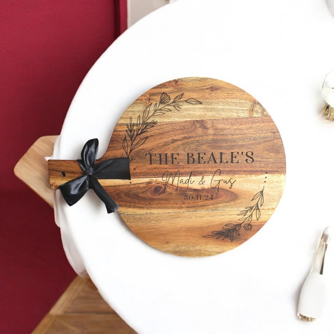 Personalized Engraved Cheeseboard Acacia Wood Charcuterie Board Wedding ...