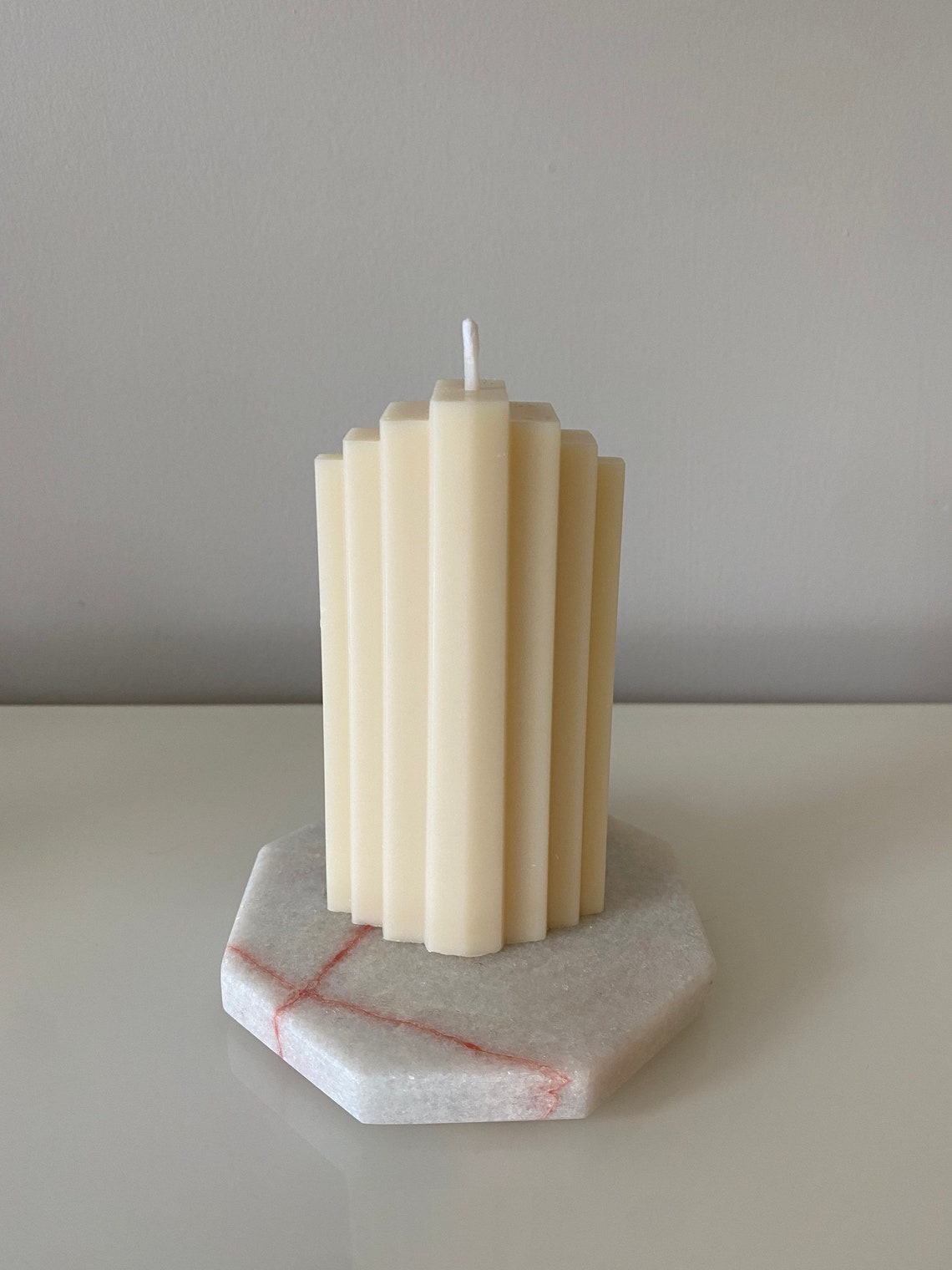 Geometric soy wax pillar candle handmade decorative candle Etsy