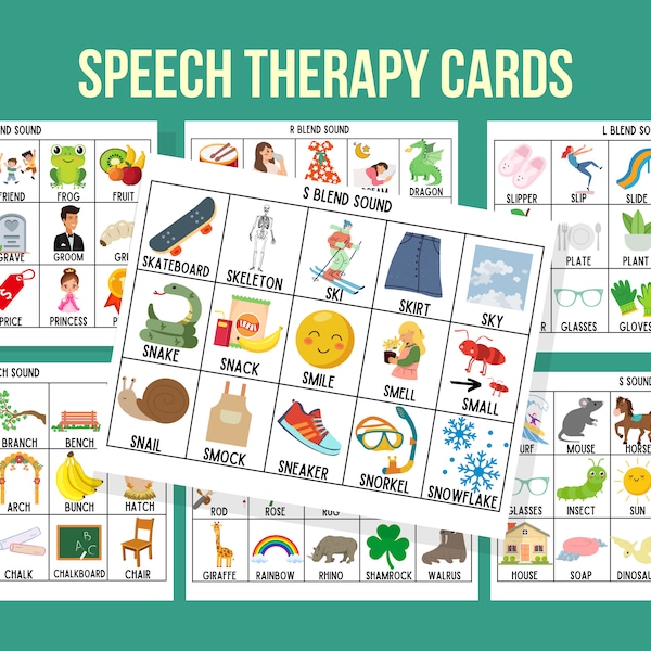 Tarjetas de articulación del habla Tarjetas flash imprimibles de aprendizaje para niños Juego de terapia del habla Herramienta de enseñanza descargable instantánea para niños pequeños