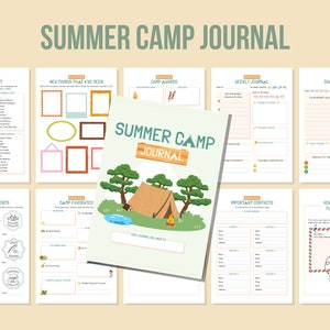 Diario de recuerdos de campamento de verano imprimible, diario imprimible para niños, descarga digital, registro de actividades de verano, diario de páginas DIY, diario para niños y niñas