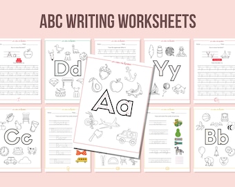 ABC Tracing Workbook, Preschool Alphabet Coloring & Matching (Digital Download)