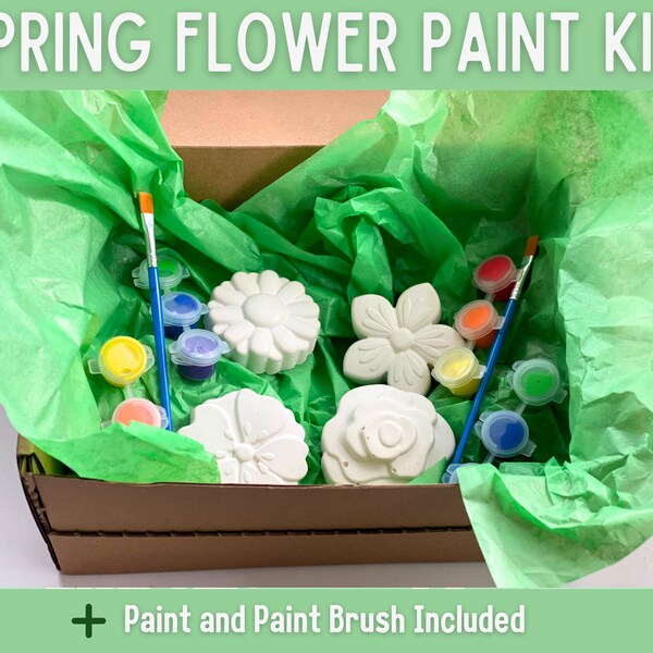 Spring time Flower Paint Kit for Kids - Spring Art Activity with Flowers | Creative Crafting for Children DIY Easter Painting Set