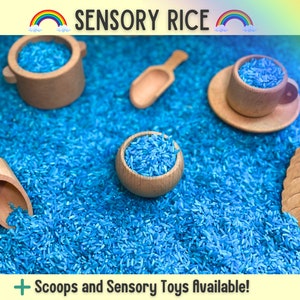 Sensory Rice for Toddlers Montessori Toy Blue Rice Sensory Bin Filler Handmade, Non-Toxic, All-Natural Preschool Activity