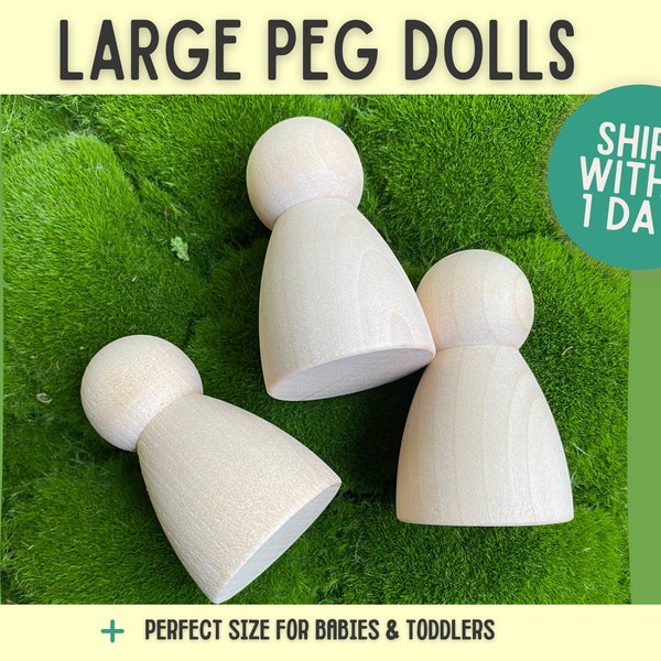 Large Wooden Peg Dolls for Toddlers & Infants