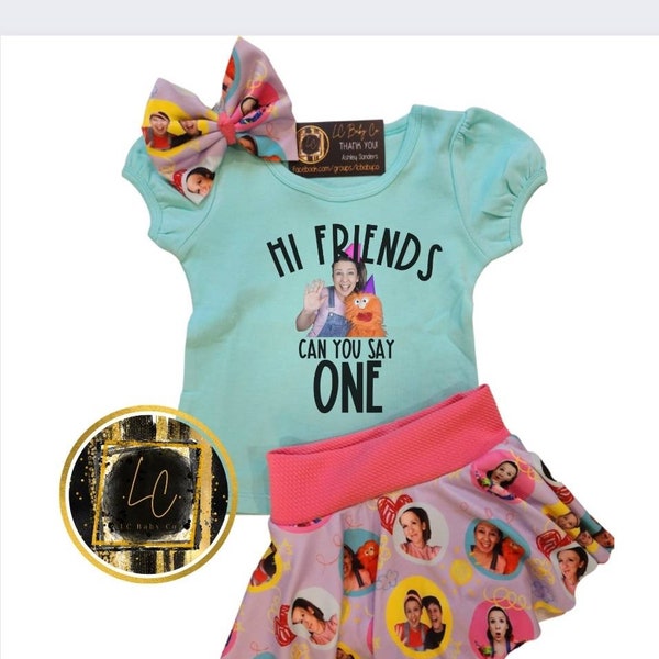 Can you say ONE Songs for littles Birthday complete outfit, Ms Rachel birthday, Girls birthday shirt, Ms. Rachel Birthday shirt, HI FRIENDS