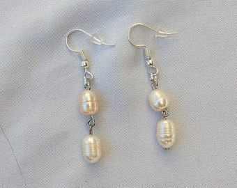 Pendants d'oreilles avec perles d'eau douce