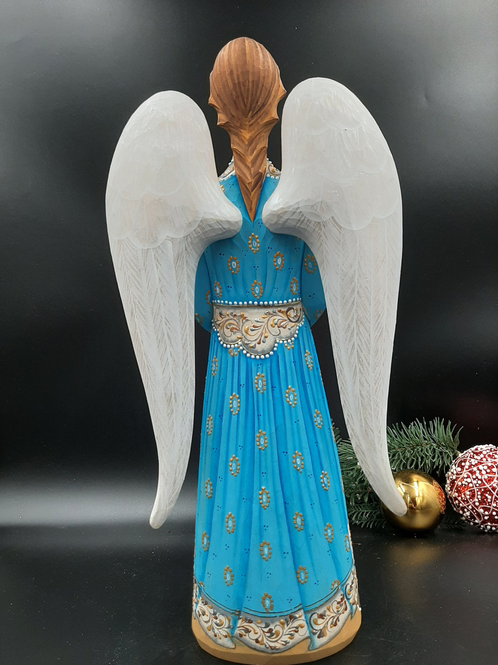 Wooden Carved Angel 13.8 inches Etsy
