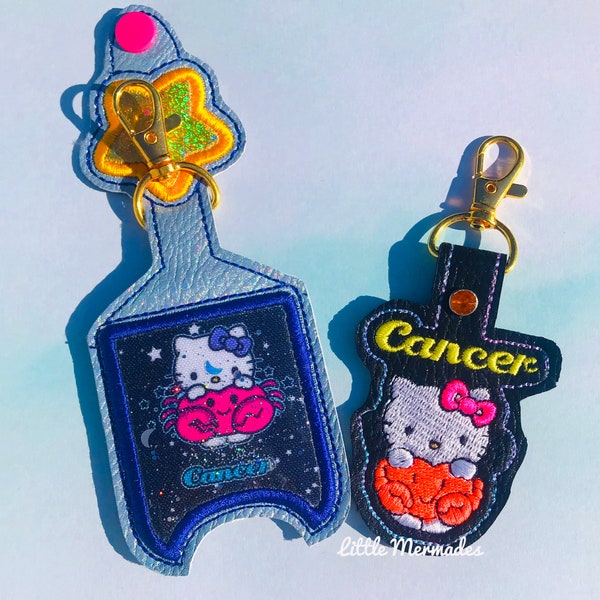 Cancer Zodiac Kawaii Kitty Keychain / Hand Sanitizer Holder