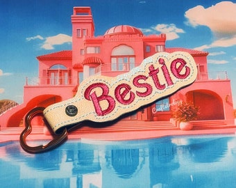 Bestie barbiecore keychain