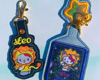 Leo Zodiac Kawaii Kitty Keychain / Hand Sanitizer Holder