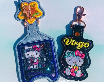 Virgo Zodiac Kawaii Kitty Keychain / Hand Sanitizer Holder