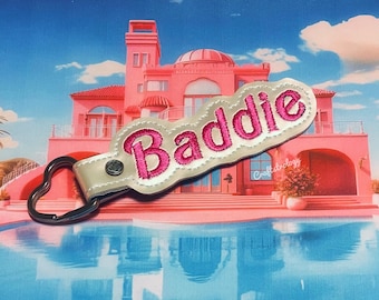 Baddie barbiecore embroidered keychain