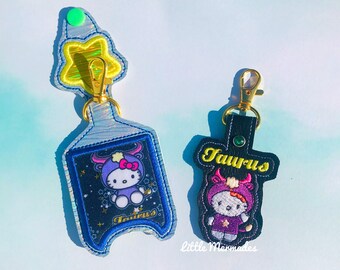 Taurus Zodiac Kawaii Kitty Keychain / Hand Sanitizer Holder