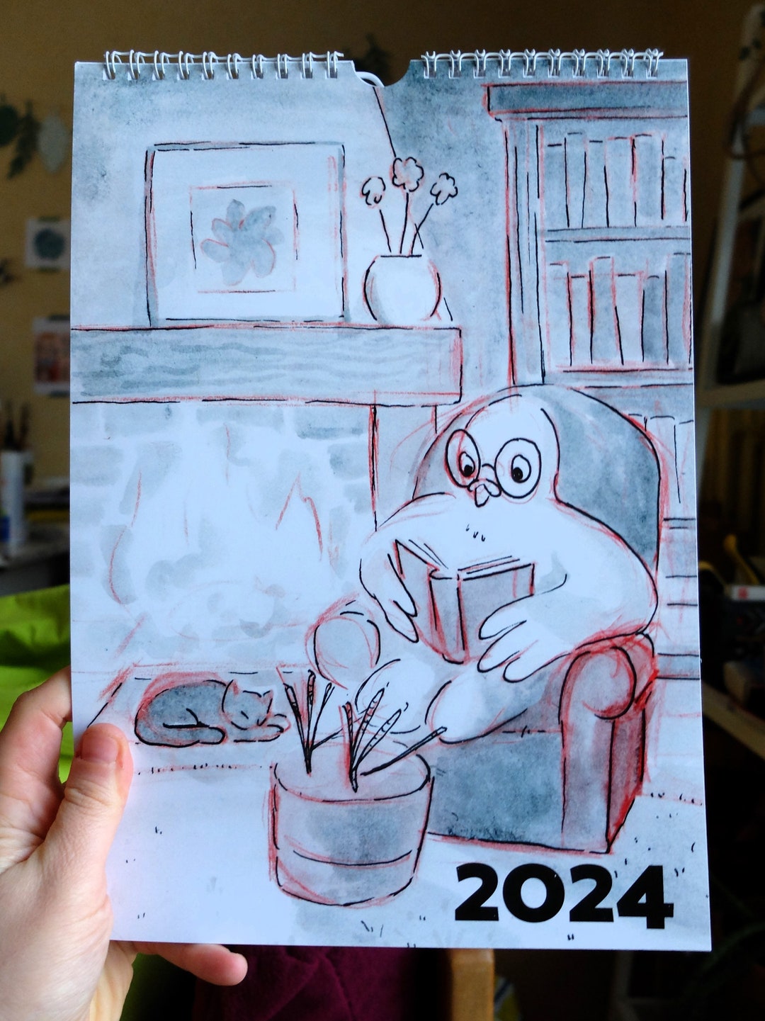 2025 Wall Calendar Pigeons Inktober A4 Etsy