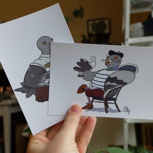 Postcards "Pigeons love coffee"