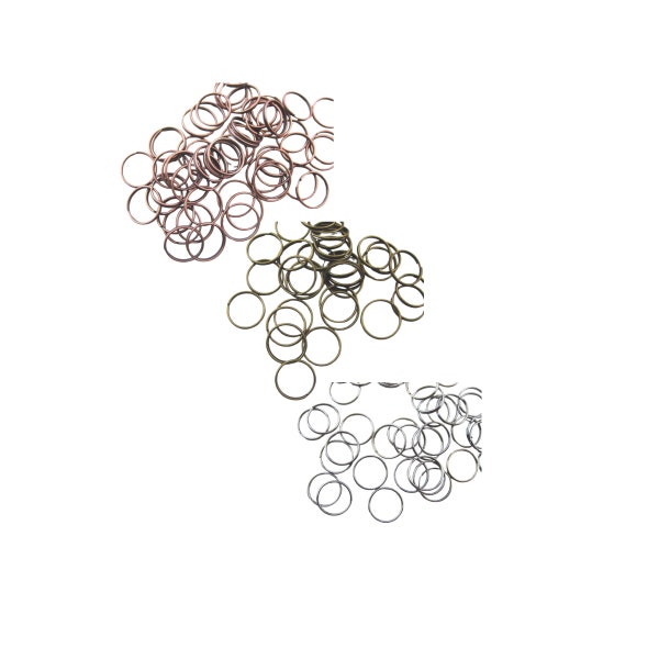 Split ring 10mm, Key chain rings, Key Rings, round, antique brass, copper, or gunmetal finished  steel, B-066
