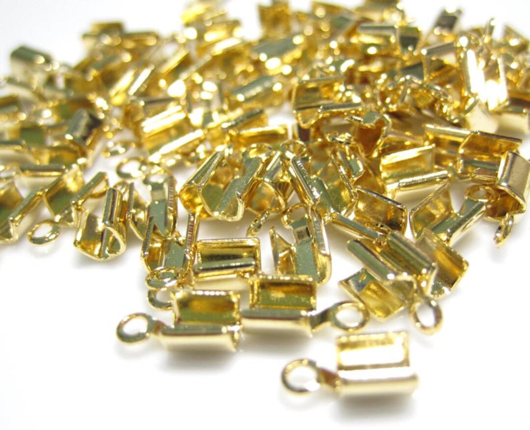 End Crimp Bead Cap 4 X8 Mm 16k Gold End Crimp Bead Basic Etsy