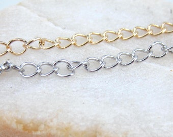 Rallonge de 5 cm, commande en gros, prête à l'emploi, rallonge plaquée or 16 carats (ou rhodium) avec fermoir mousqueton, collier, rallonge de bracelet, B-037