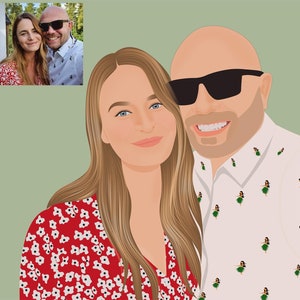 Valentines Day Gift, Custom Couple Portrait, Wedding Gift, Custom illustration, Anniversary gift,  Personalized Cartoon Portrait from Photo