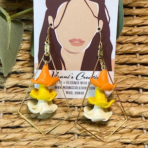 Beautiful Trio Puakenikeni Drop Earrings