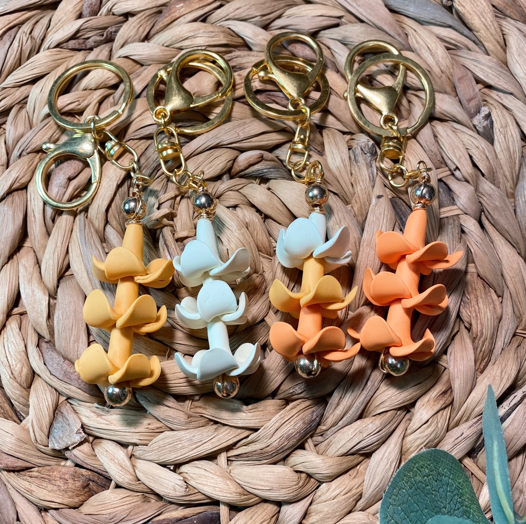 Handmade Puakenikeni Keychain: Polymer Clay Flower Accessory - Etsy