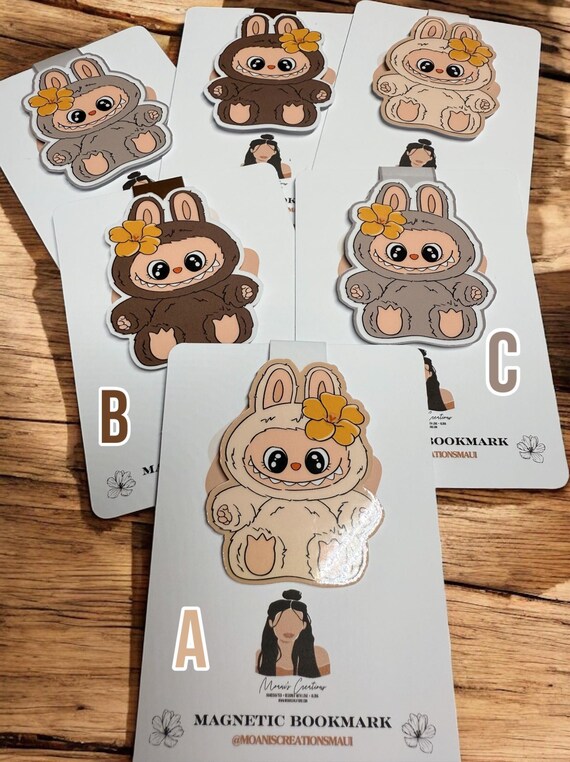 Hawaiian Labubu Magnetic Bookmarks