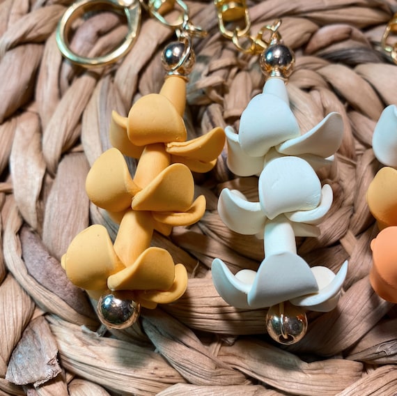Handmade Puakenikeni Keychain: Polymer Clay Flower Accessory - Etsy