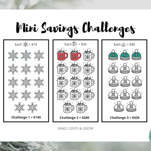 Mini Savings Challenge | Winter Money Challenge | PDF Money Saving Tracker | Budget Challenge | Personal Finance Tool | Printable Worksheet