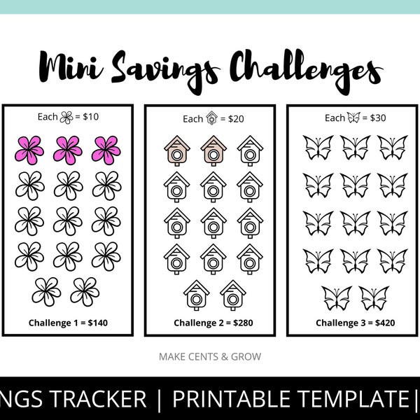 Mini Savings Challenge | Spring Money Goal | Printable PDF Tracker | Personal Finance |