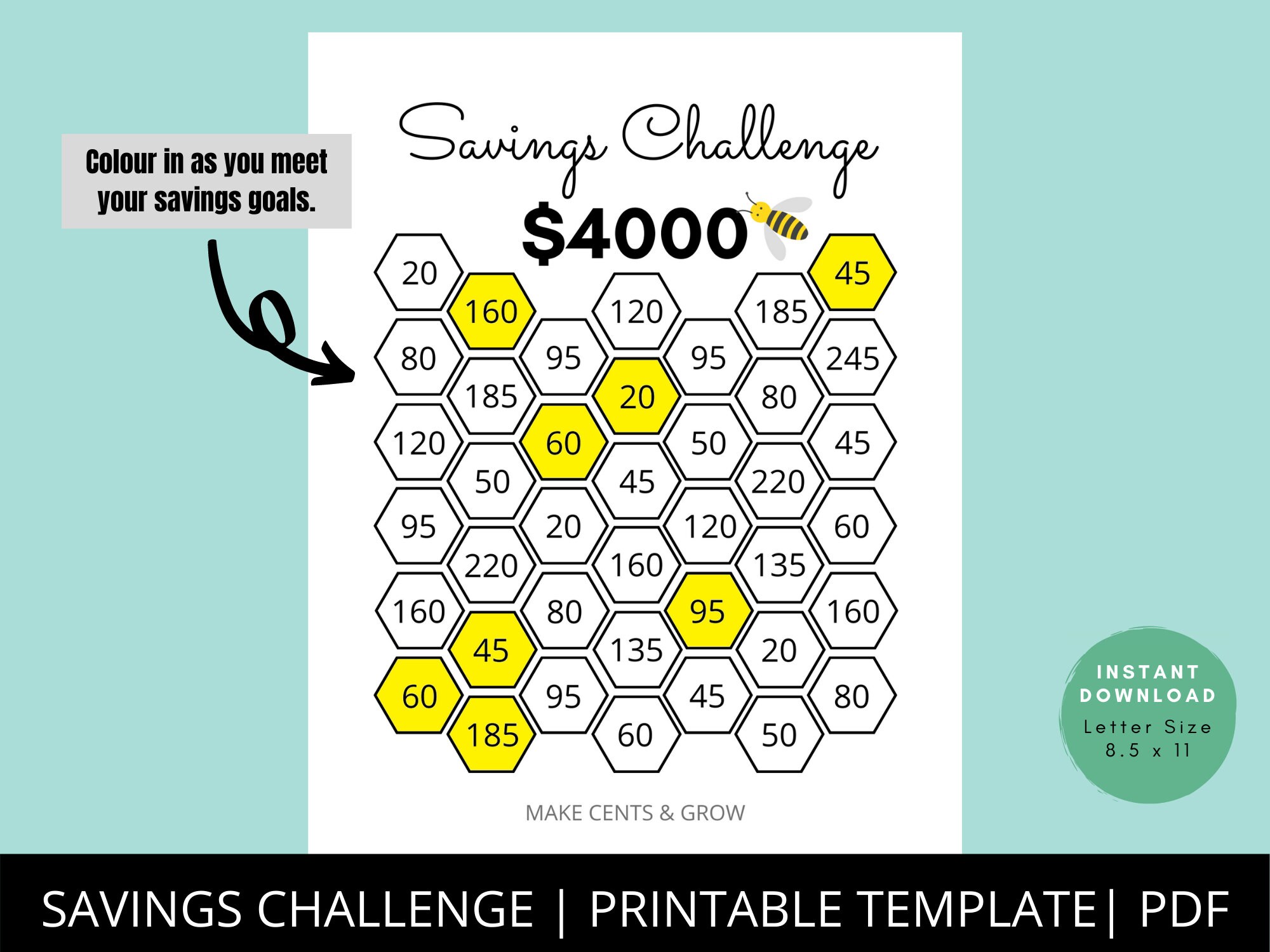 4000 Savings Goal Tracker Savings Challenge Budget Etsy UK