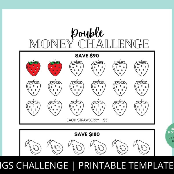 Money Saving Challenge | Fun Savings Goal | PDF Savings Challenge | Financial Goal Sheet | Personal Finance Printable | Food Theme