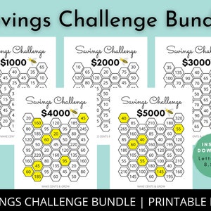 Savings Challenge Bundle | 5 Printable PDF Templates | Saving Money