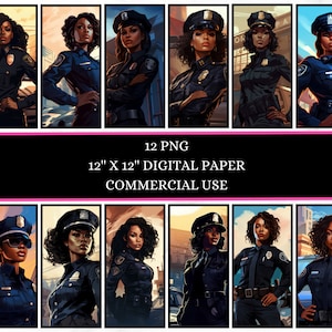 Papel digital mujer policía negra png