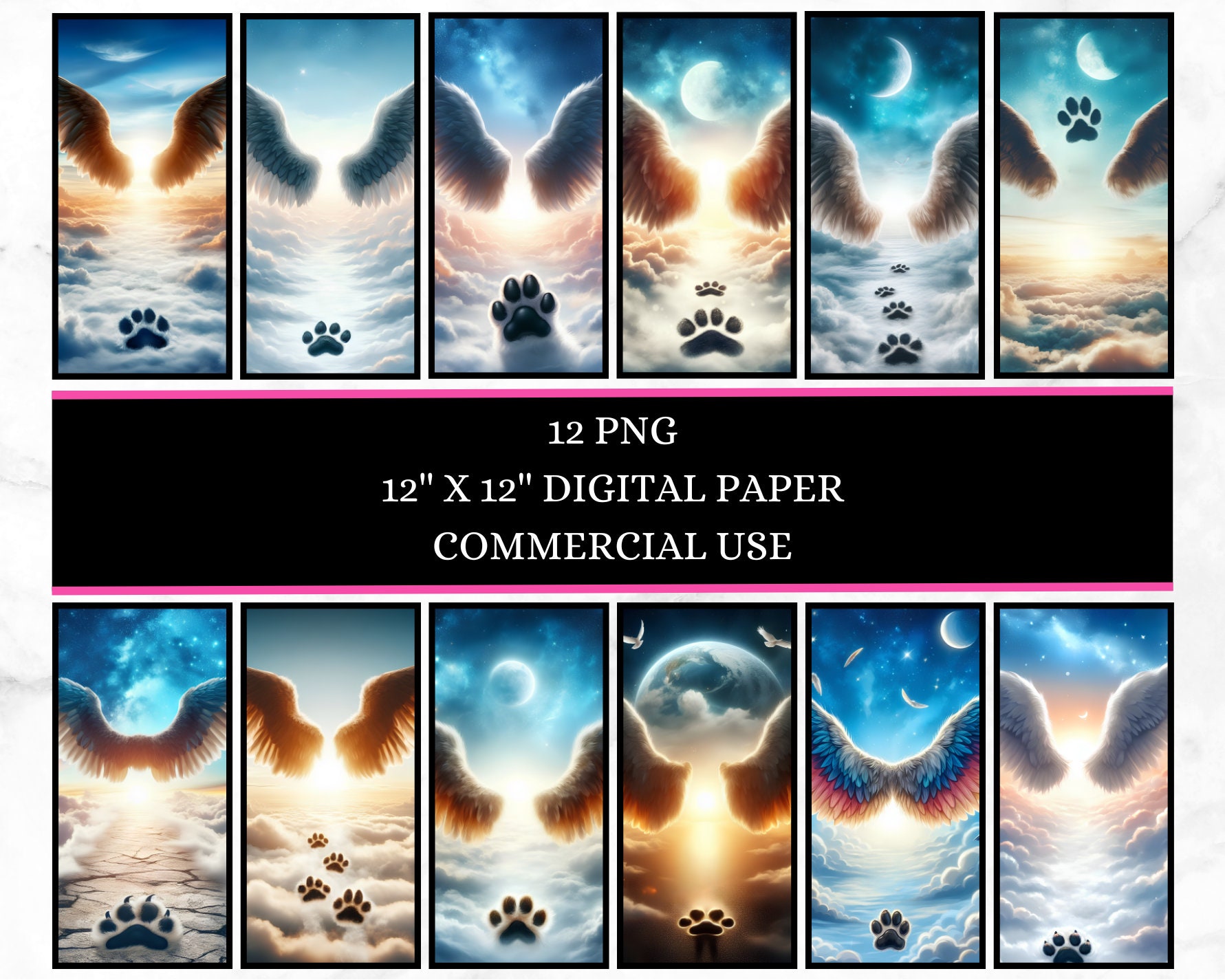 Paw prints walking to the Sky memorial digital paper png