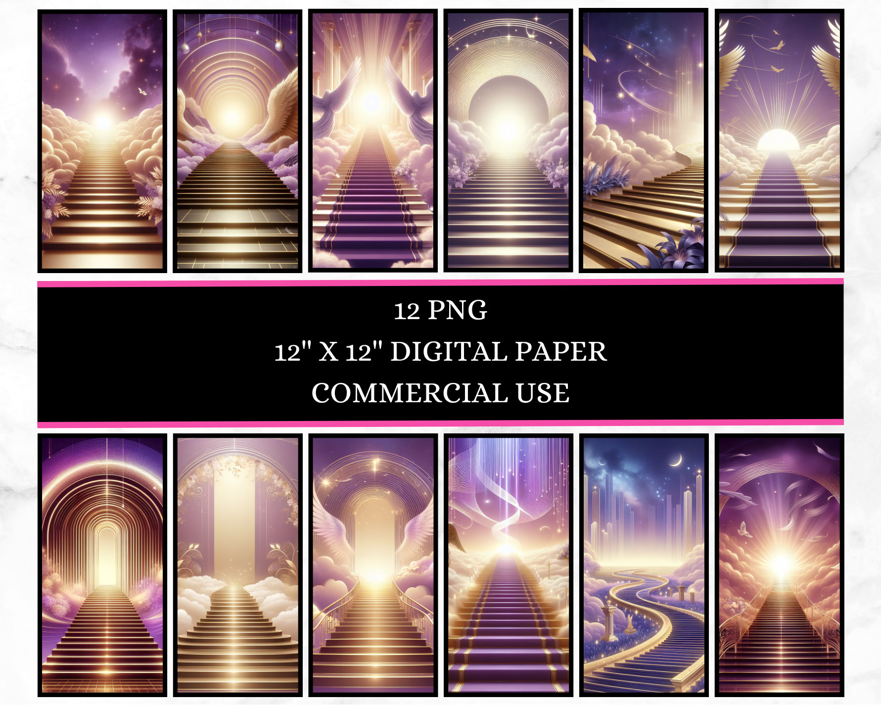 Gold and purple funeral and remembrance memorial digital paper