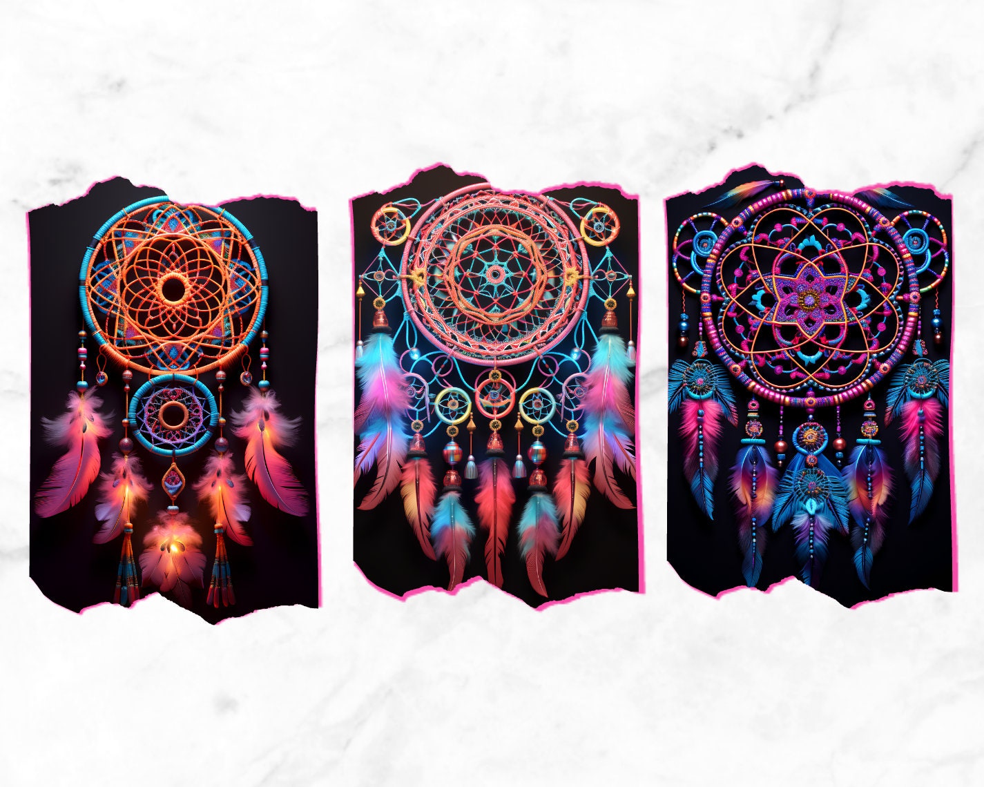 Neon Dream Catcher Digital Paper Png - Etsy