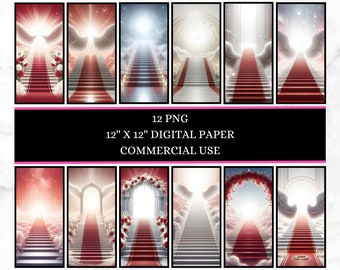 Red and white funeral and remembrance memorial digital paper